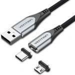 Vention Cabo Magnético USB2.0 para USB-C / Micro-USB 1m Black - CQMHF