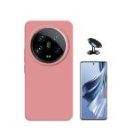 Phonecare Kit Película Hidrogel Full Cover Frente + Capa Silicone Líquido + Suporte Magnético de Carro para Xiaomi 14 Ultra Pink