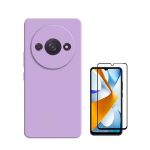Phonecare Kit Película de Vidro Temperado 5D Full Cover + Capa Silicone Líquido para Xiaomi Redmi A3 Roxo