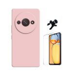 Phonecare Kit Vidro Temperado ClearGlass + Capa Silicone Líquido + Suporte Magnético de Carro Reforçado para Xiaomi Redmi A3 Pink