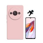 Phonecare Kit Película Hidrogel Full Cover Frente + Capa Silicone Líquido + Suporte Magnético de Carro Reforçado para Xiaomi Redmi A3 Pink