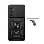 Phonecare Kit Suporte Magnético L Safe Driving Carro + Capa Magnetic Military Defender Slide Window Anti-Impacto para Samsung Galaxy A35 5G Black