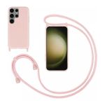 Capa Silicone Líquido para Samsung Galaxy S22 Ultra Cordão Pink