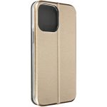Avizar Capa para iphone 14 Pro Max Aba Porta-cartões Design Elegante Gold - FOLIO-KLASS-GD-14X