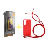 Skyhe Pack 2x Película de Vidro Temperado Full + Capa Skyhe Samsung Galaxy A15 Gel Rope Red - 8434010471314