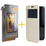 Skyhe Pack 2x Película de Vidro Temperado Full + Capa Skyhe Samsung Galaxy A31 Gandy Flip Cover Gold - 8434010508478