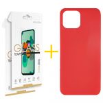 Gandy Pack 2x Película de Vidro Temperado 2.5D + Capa Gandy Apple iPhone 12 Silicone Líquido Red - 8434010554635