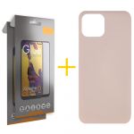 Gandy Pack 2x Película de Vidro Temperado Full + Capa Gandy Apple iPhone 12 Pro Silicone Líquido Rosa-creme - 8434010556691