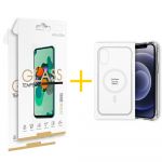Gandy Pack 2x Película de Vidro Temperado 2.5D + Capa Gandy Apple iPhone 15 Plus Compatível com Magsafe Magnetic Clear - 8434010434241