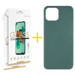 Gandy Pack 2x Película de Vidro Temperado 2.5D + Capa Gandy Apple iPhone 15 Plus Silicone Líquido Green Escuro - 8434010434159