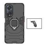 Phonecare Kit Suporte Magnético L Safe Driving Carro + Capa 3X1 Military Defender para Oppo A18 Black