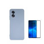 Phonecare Kit Película de Vidro Temperado 5D Full Cover + Capa Silicone Líquido para Oppo A18 Light Blue