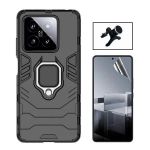 Phonecare Kit Película Hidrogel Full Cover Frente + Capa 3X1 Military Defender + Suporte Magnético de Carro Reforçado para Xiaomi 14 Black