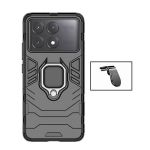 Phonecare Kit Suporte Magnético L Safe Driving Carro + Capa 3X1 Military Defender para Xiaomi Poco X6 Pro Black