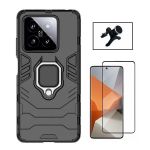 Phonecare Kit Película de Vidro Temperado 5D Full Cover + Capa 3X1 Military Defender + Suporte Magnético de Carro Reforçado para Xiaomi 14 Black