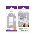 Eleventek Carregador 2.4A 2 USB com Cabo Micro USB Controle Inteligente de IC-branco - ET1103
