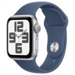 Apple Watch SE (2024) GPS 40mm Alumínio Silver c/ Bracelete Desportiva Blue Denim - Small/Medium