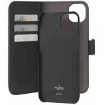 Puro Capa Destacável Wallet em Pele para iPhone 15 Plus Black