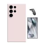 Phonecare Kit Película Hidrogel Frente + Capa Silicone Líquido + Suporte L Para Samsung Galaxy S25 Ultra Pink