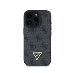 Guess Capa para para iPhone 16 Pro Max Couro Triangulo Strass Preto Magsafe
