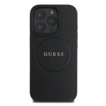 Guess Capa Original para iPhone 16 Pro Max Hardcase Grained Gold Ring Magsafe Preta