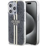 Guess Capa Apple iPhone 15 Pro Max capa rigida IML 4G Gold Stripe preta