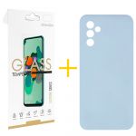 Pack 1x Película de Vidro Temperado 2.5D + Capa Samsung Galaxy A16 5G Silicone Líquido Blue Claro