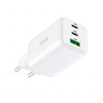 Cool Accesorios Carregador de Rede Universal Triplo (PD) 2 x Tipo-C + USB (GaN 65 W) Branco