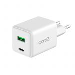 Cool Accesorios Carregador de rede Universal Ultra Fast Charger Duplo (PD) Tipo-C + USB (45W) GaN Branco