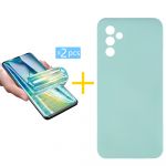 Accetel Pack 2x Película de Hidrogel + Capa Accetel Samsung Galaxy A05s 5G Silicone Líquido Verde-água - 8434010680310