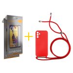 Accetel Pack 2x Película de Vidro Temperado Full + Capa Accetel Samsung Galaxy A05s 5G Gel Rope Red - 8434010679376
