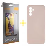 Accetel Pack 1x Película de Vidro Temperado Full + Capa Accetel Samsung Galaxy A05s 5G Silicone Líquido Rosa-creme - 8434010679116
