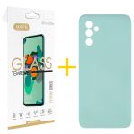 Accetel Pack 1x Película de Vidro Temperado 2.5D + Capa Accetel Samsung Galaxy A05s 5G Silicone Líquido Verde-água - 8434010678416