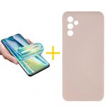 Skyhe Pack 1x Película de Hidrogel + Capa Skyhe Samsung Galaxy A05s 5G Silicone Líquido Rosa-creme - 8434010679673