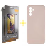 Skyhe Pack 2x Película de Vidro Temperado Full + Capa Skyhe Samsung Galaxy A05s 5G Silicone Líquido Rosa-creme - 8434010679284
