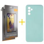 Skyhe Pack 2x Película de Vidro Temperado Full + Capa Skyhe Samsung Galaxy A05s 5G Silicone Líquido Verde-água - 8434010679260