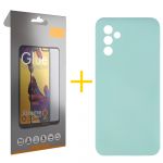 Skyhe Pack 1x Película de Vidro Temperado Full + Capa Skyhe Samsung Galaxy A05s 5G Silicone Líquido Verde-água - 8434010678928