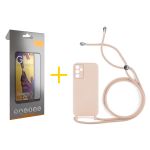 Skyhe Pack 1x Película de Vidro Temperado Full + Capa Skyhe Samsung Galaxy A05s 5G Gel Rope Pink Pastel - 8434010678850