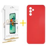 Skyhe Pack 2x Película de Vidro Temperado 2.5D + Capa Skyhe Samsung Galaxy A05s 5G Silicone Líquido Red - 8434010678621