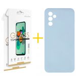 Skyhe Pack 2x Película de Vidro Temperado 2.5D + Capa Skyhe Samsung Galaxy A05s 5G Silicone Líquido Blue Claro - 8434010678614