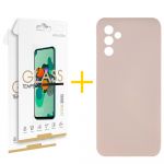 Skyhe Pack 2x Película de Vidro Temperado 2.5D + Capa Skyhe Samsung Galaxy A05s 5G Silicone Líquido Rosa-creme - 8434010678607