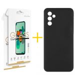 Skyhe Pack 2x Película de Vidro Temperado 2.5D + Capa Skyhe Samsung Galaxy A05s 5G Silicone Líquido Black - 8434010678560