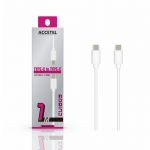 Accetel Cabo Pd Type-C CU-1609 para Xiaomi Redmi Note 13 Pro Rápida Velocidade de Carregamento. 1m. 3.1A. 24W White 8434010499196