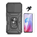 G4M Kit Vidro Temperado Cleargorilasglass + Capa de Proteção Militar Magnética Janela + Suporte Magnético Com Pernas GIFT4ME Para Xiaomi Redmi Note 13 4G Black 6425751972972