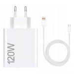 Carregador para Xiaomi Hypercharge Combo USB 120W + Cabo USB para USB-C 1m Branco