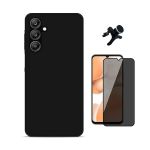 Kit Película de Vidro Temperado Privacidade + Capa Proteção Silicone + Suporte Reforçado de Carro GIFT4ME para Samsung Galaxy A17 5G Black