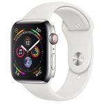 Apple Watch Series 4 GPS + Cellular 40mm Stainless Steel Case with White Sport Band - MTVJ2TY/A