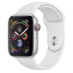 Apple Watch Series 4 GPS + Cellular 44mm Silver Aluminum Case with White Sport Band - MTVR2TY/A