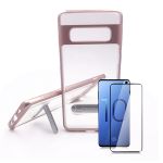 Kit Capa Spigen Crystal Hybrid + Película de Vidro Temperado Full Cover Samsung S10 Pink
