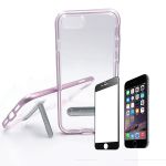 Kit Capa Spigen Crystal Hybrid + Película de Vidro Temperado Full Cover Iphone 7 Plus / 8 Plus Pink